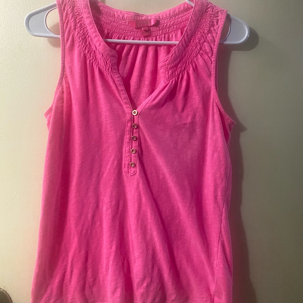 Lilly Pulitzer hot pink sleeveless shirt size Medium